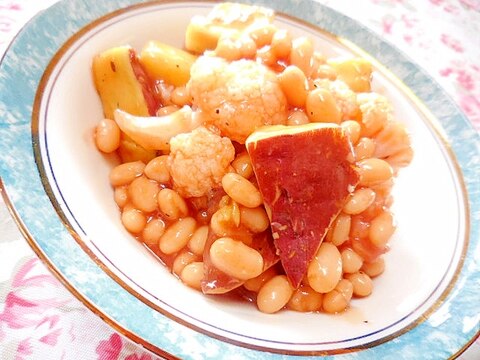 ❤白いんげん豆と薩摩芋とカリフラワーのトマト煮❤